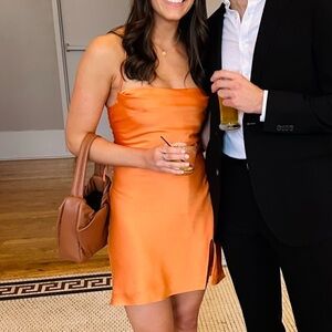 STAUD orange mini dress